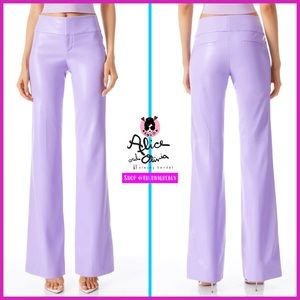 Alice + Olivia Olivia Vegan Leather Bootcut Lavender Purple Pant